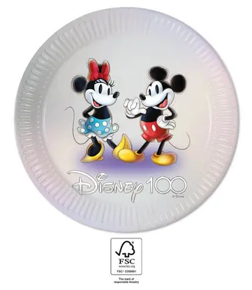 conjunto 8 pratos minnie e mickey comemorativos dos 100 anos disney