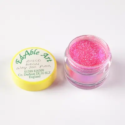 frasco de corante alimentar em pó edable art disco neon way too pink