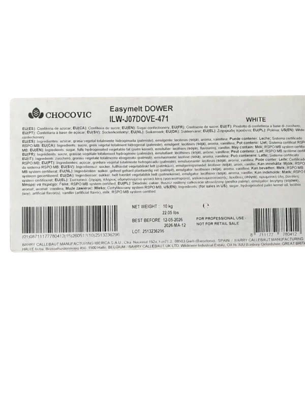 chocolate sucedaneo branco easymelt dower rótulo